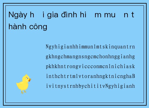 Ngày hội gia đình hiếm muộn thành công